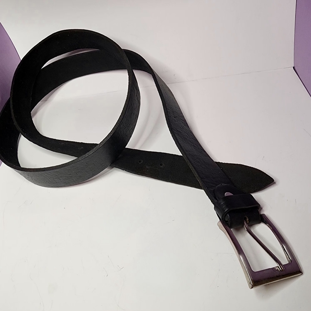 Faux leather belt in black - 51" long
